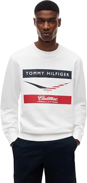 Tommy Hilfiger Men's F1 Graphic Chevron Crewneck Sweatshirt Pullover