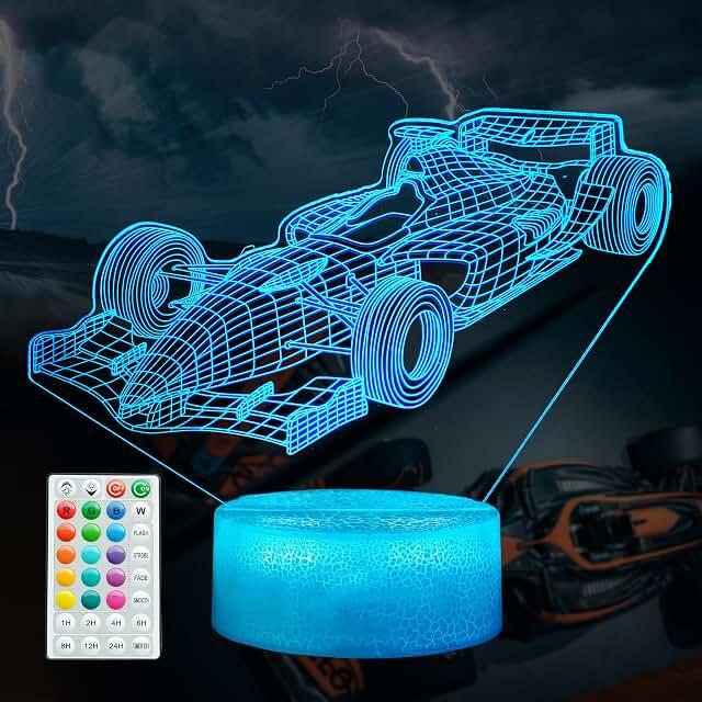 F1 Car Night Light with Remote Control — 16 Colours